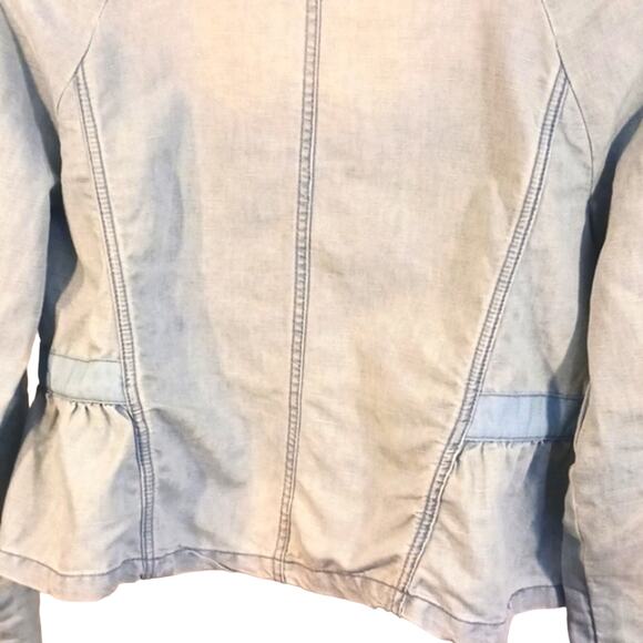 Free People Denim Jacket Sz XS EMBROIDERED BEADED Light Blue Boho Gypsy Bohemian - Picture 11 of 16